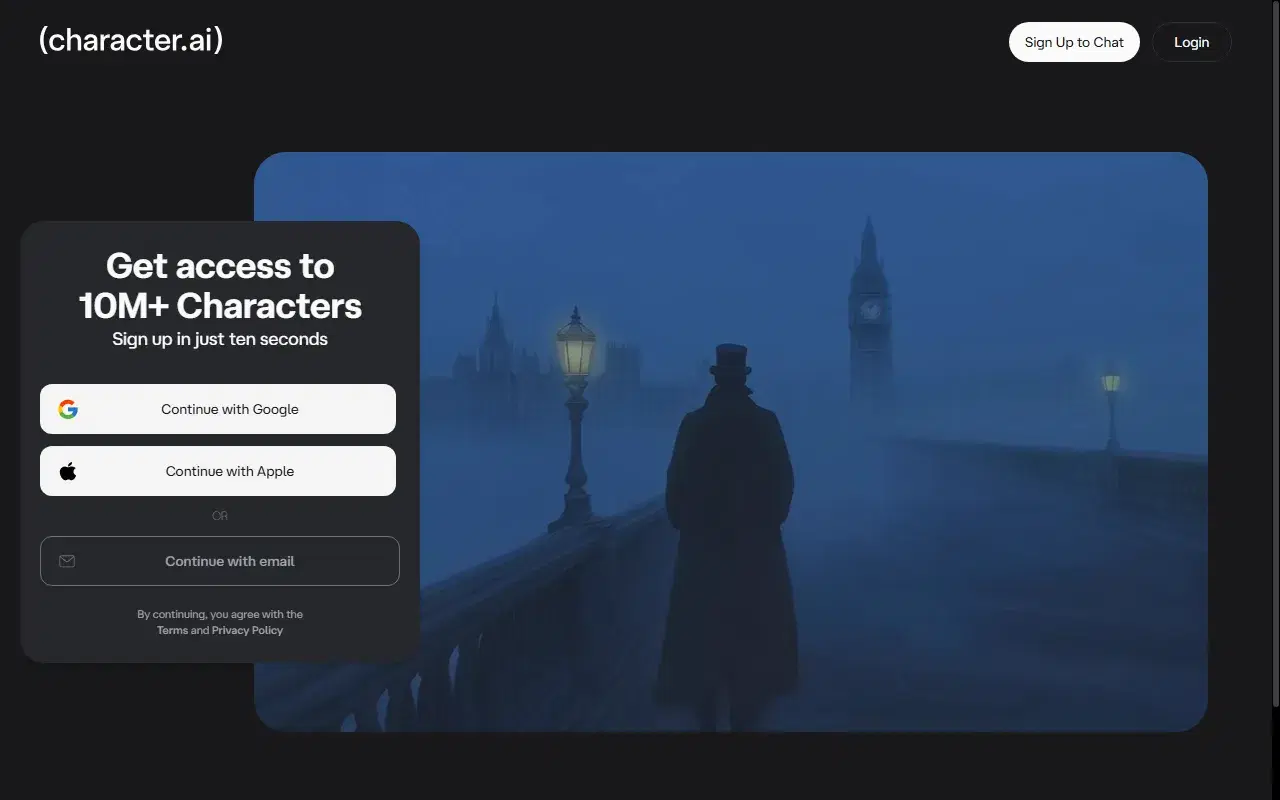 Character.AI homepage