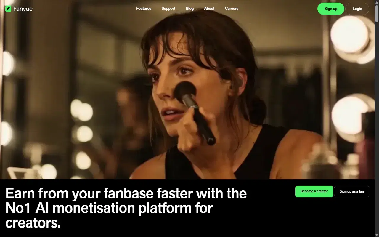 Fanvue homepage