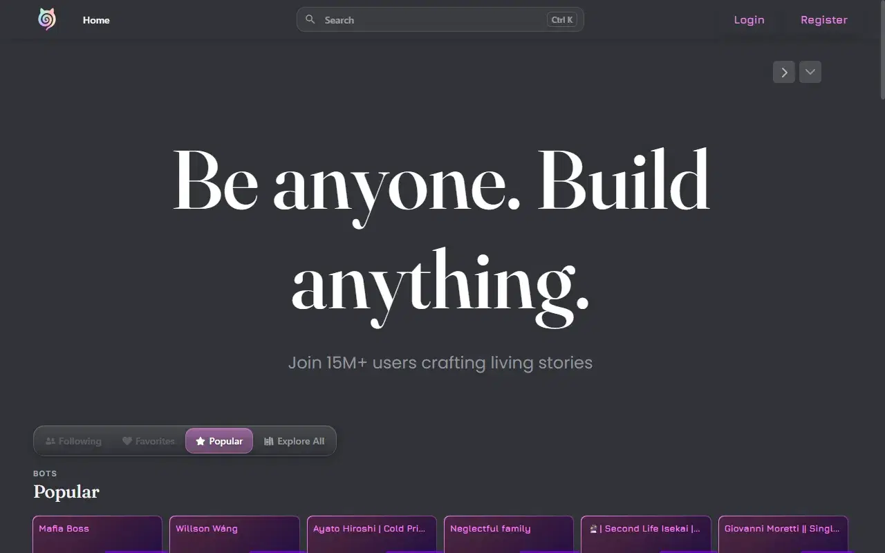 Janitor AI homepage