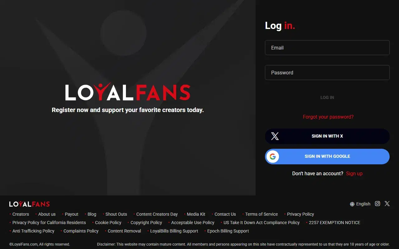 LoyalFans homepage