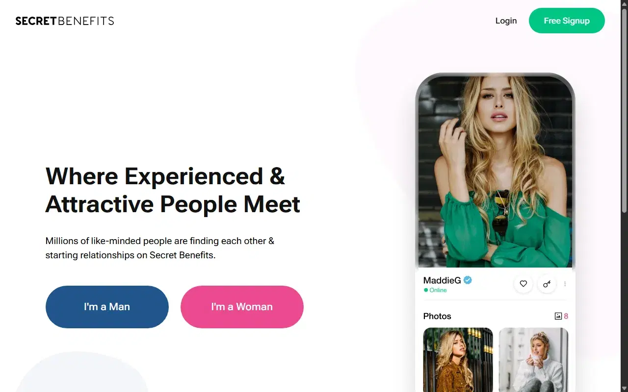 Secret Benefits homepage